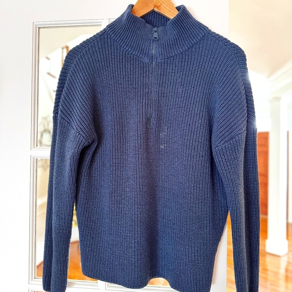 Sweaters - WOMENS HALF ZIP SWEATER, SIZE SMALL, BLUE